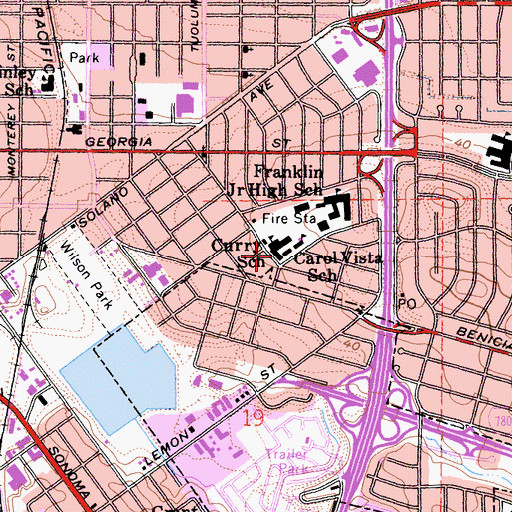Topographic Map of Curry School, CA