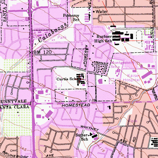 Topographic Map of Curtis School, CA