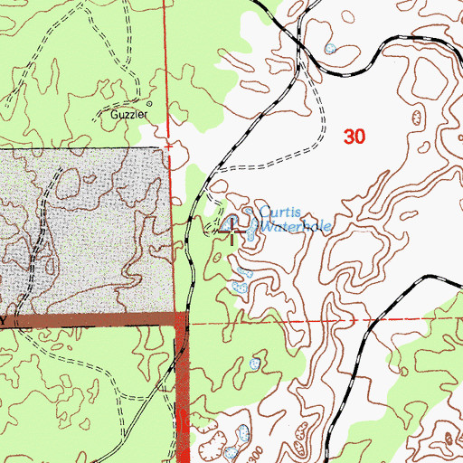 Topographic Map of Curtis Waterhole, CA
