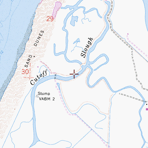 Topographic Map of Cutoff Slough, CA