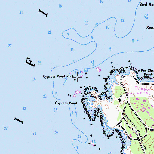 Topographic Map of Cypress Point Rock, CA