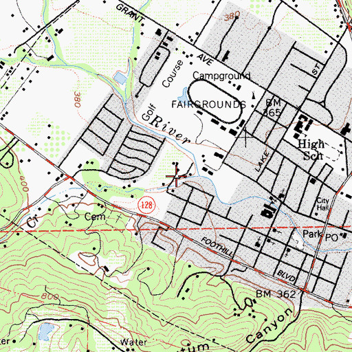 Topographic Map of Cyrus Creek, CA