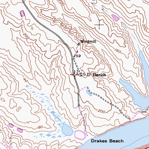 Topographic Map of D Ranch, CA