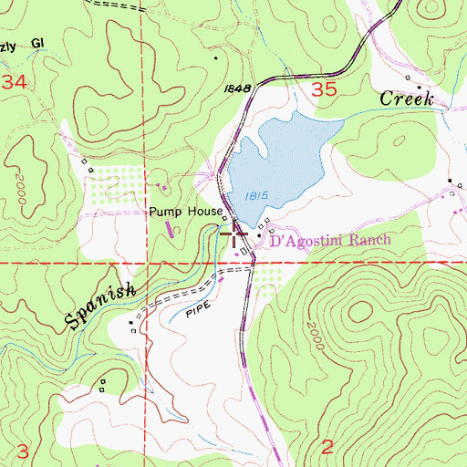 Topographic Map of D'Agostini Ranch, CA