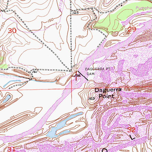Topographic Map of Daguerre Point Dam, CA