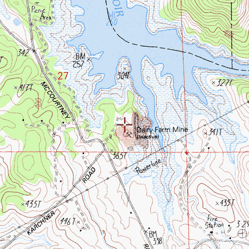Topographic Map of Dairy Farm Mine, CA