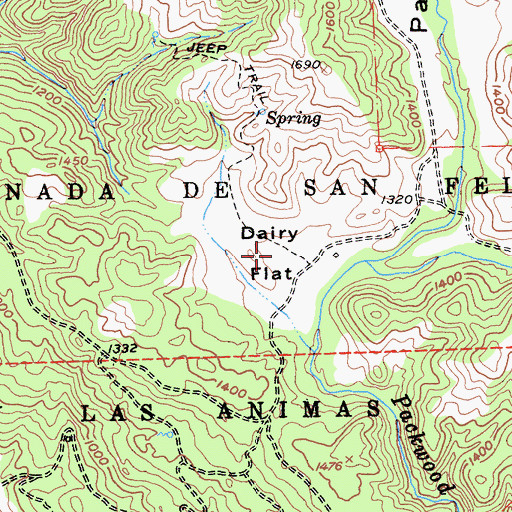 Topographic Map of Dairy Flat, CA