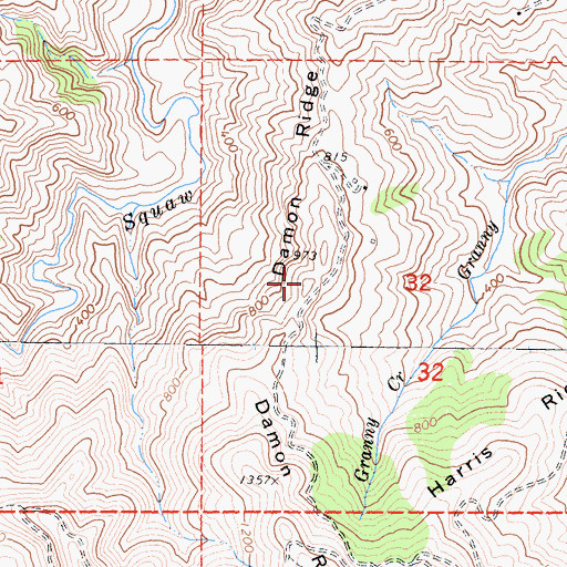 Topographic Map of Damon Ridge, CA
