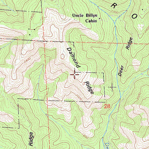 Topographic Map of Damond Ridge, CA