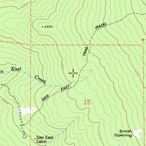 Topographic Map of Dan East Trail, CA