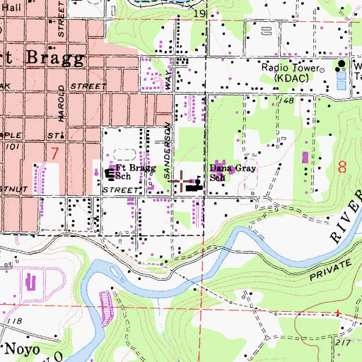 Topographic Map of Dana Gray Elementary School, CA