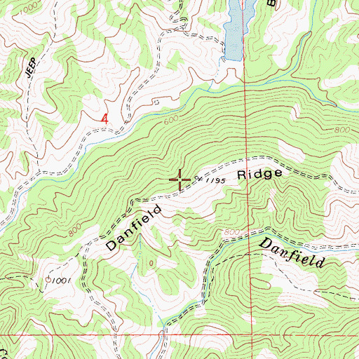 Topographic Map of Danfield Ridge, CA