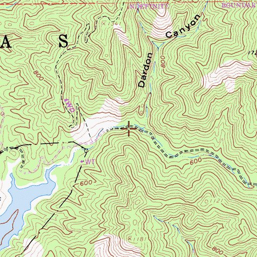 Topographic Map of Dardon Canyon, CA