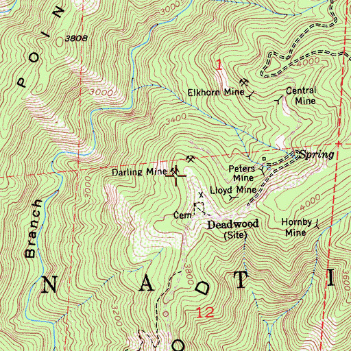 Topographic Map of Darling Mine, CA