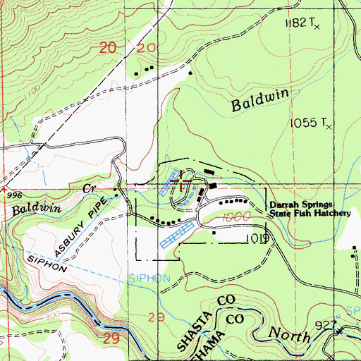 Topographic Map of Darrah Springs State Fish Hatchery, CA