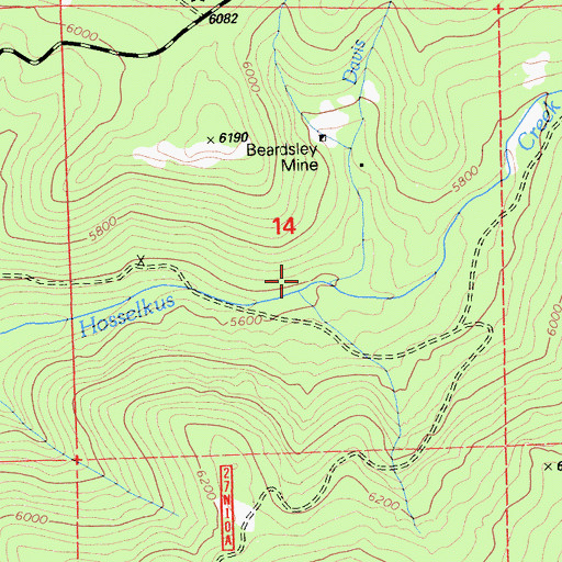 Topographic Map of Davis Creek, CA