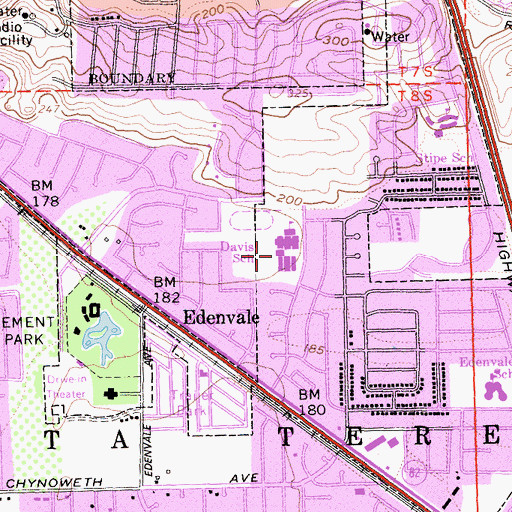 Topographic Map of Caroline Davis Intermediate School, CA