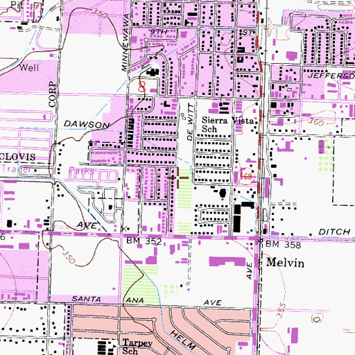 Topographic Map of Dawson Ditch, CA
