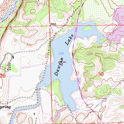 Topographic Map of Dawson Lake, CA