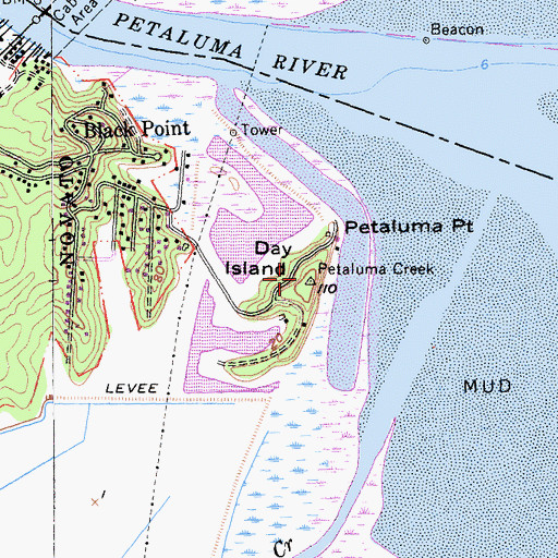 Topographic Map of Day Island, CA