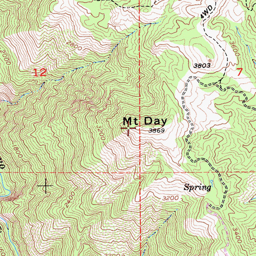 Topographic Map of Mount Day, CA