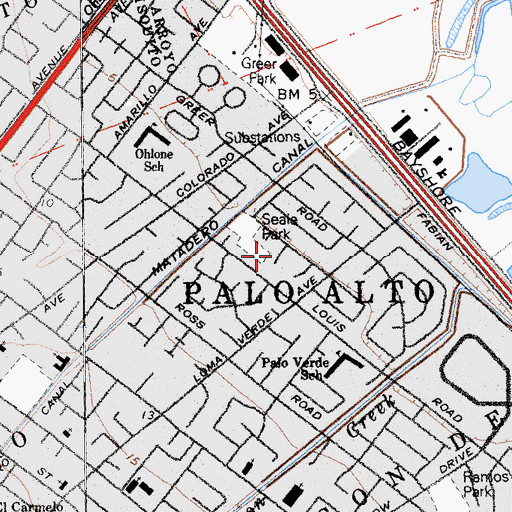 Topographic Map of De Anza School, CA