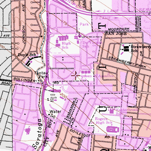 Topographic Map of De Vargas Elementary School, CA
