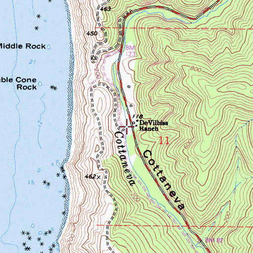 Topographic Map of DeVilbiss Ranch, CA