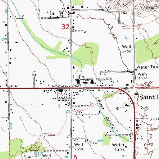 Topographic Map of Saint David Elementary School, AZ