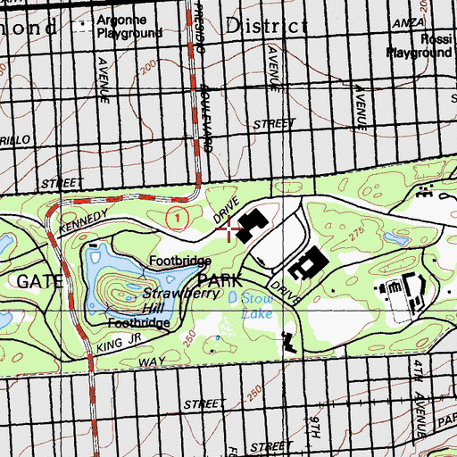 Topographic Map of DeYoung Museum, CA