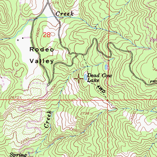 Topographic Map of Dead Cow Lake, CA