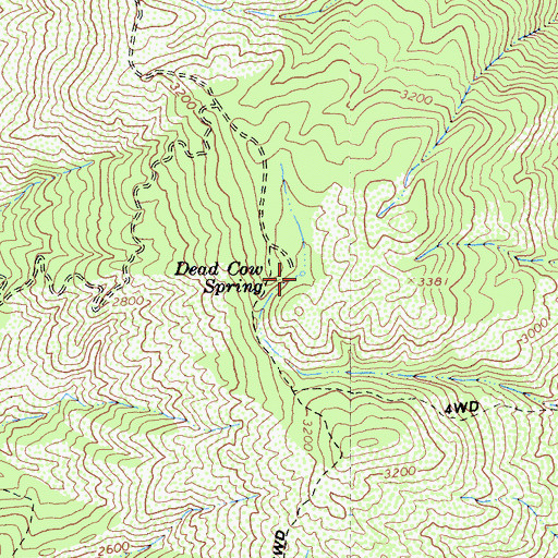 Topographic Map of Dead Cow Spring, CA