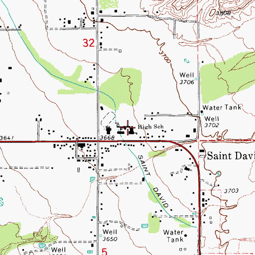 Topographic Map of Saint David High School, AZ