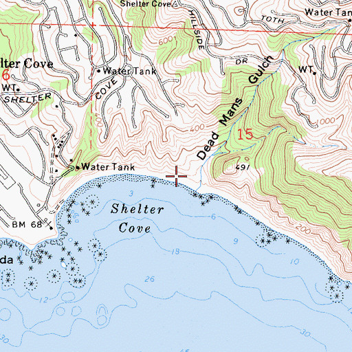 Topographic Map of Dead Mans Gulch, CA