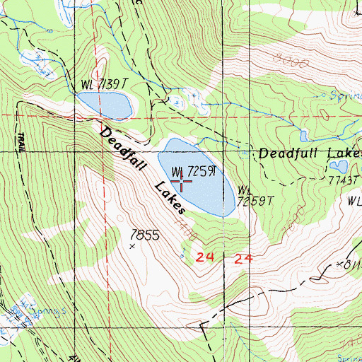 Topographic Map of Deadfall Lakes, CA