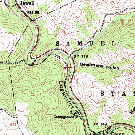 Topographic Map of Deadmans Gulch, CA