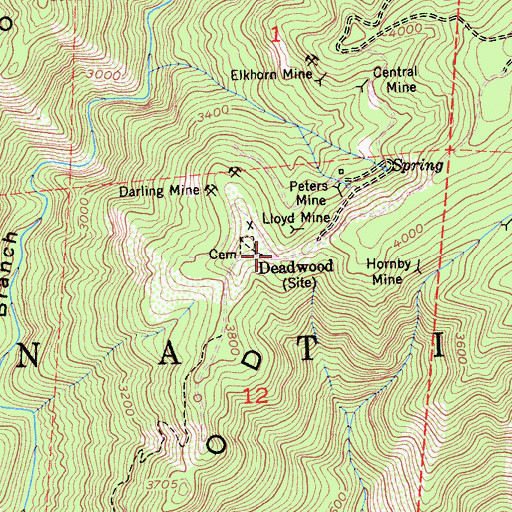 Topographic Map of Deadwood, CA