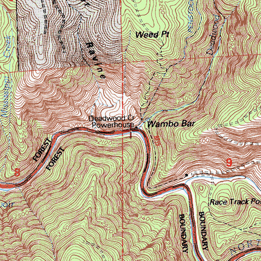 Topographic Map of Deadwood Creek, CA