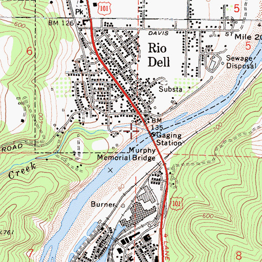 Topographic Map of Dean Creek, CA