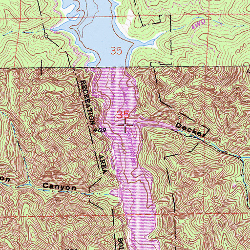Topographic Map of Decke Canyon, CA