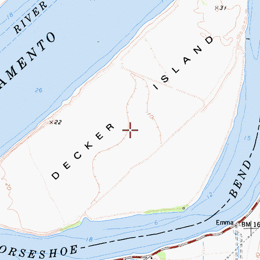 Topographic Map of Decker Island, CA