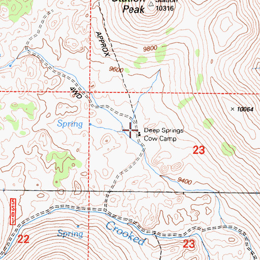 Topographic Map of Deep Springs Cow Camp, CA
