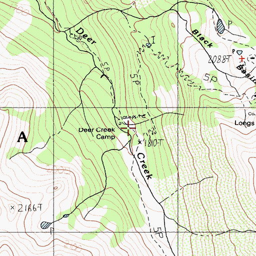 Topographic Map of Deer Creek Camp, CA
