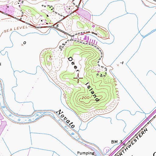 Topographic Map of Deer Island, CA