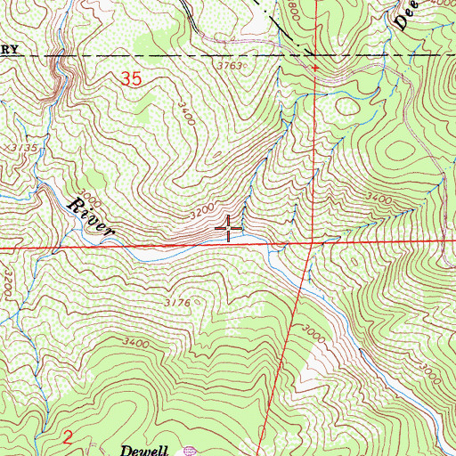 Topographic Map of Deer Lick Creek, CA
