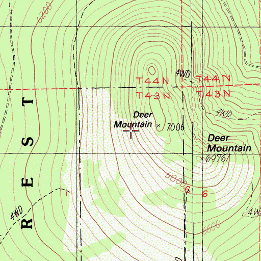Topographic Map of Deer Mountain, CA