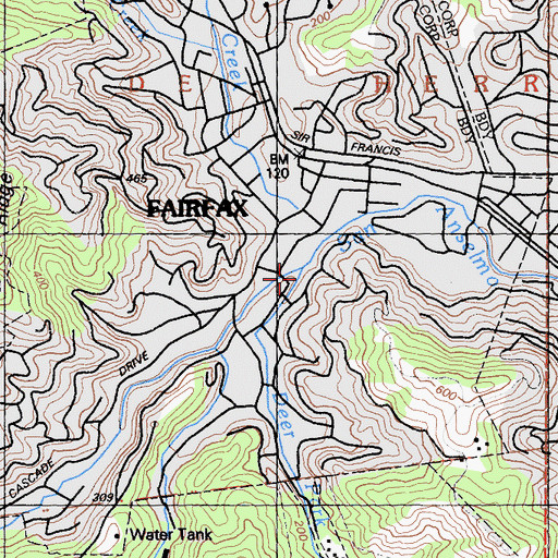 Topographic Map of Deer Park Creek, CA