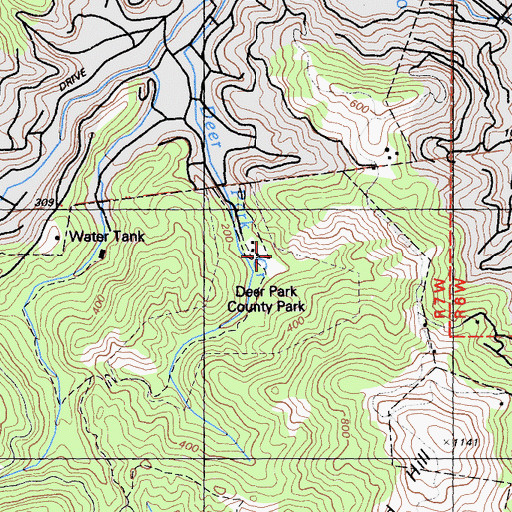 Topographic Map of Deer Park School, CA