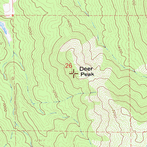 Topographic Map of Deer Peak, CA