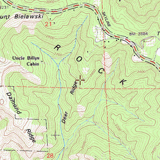 Topographic Map of Deer Ridge, CA